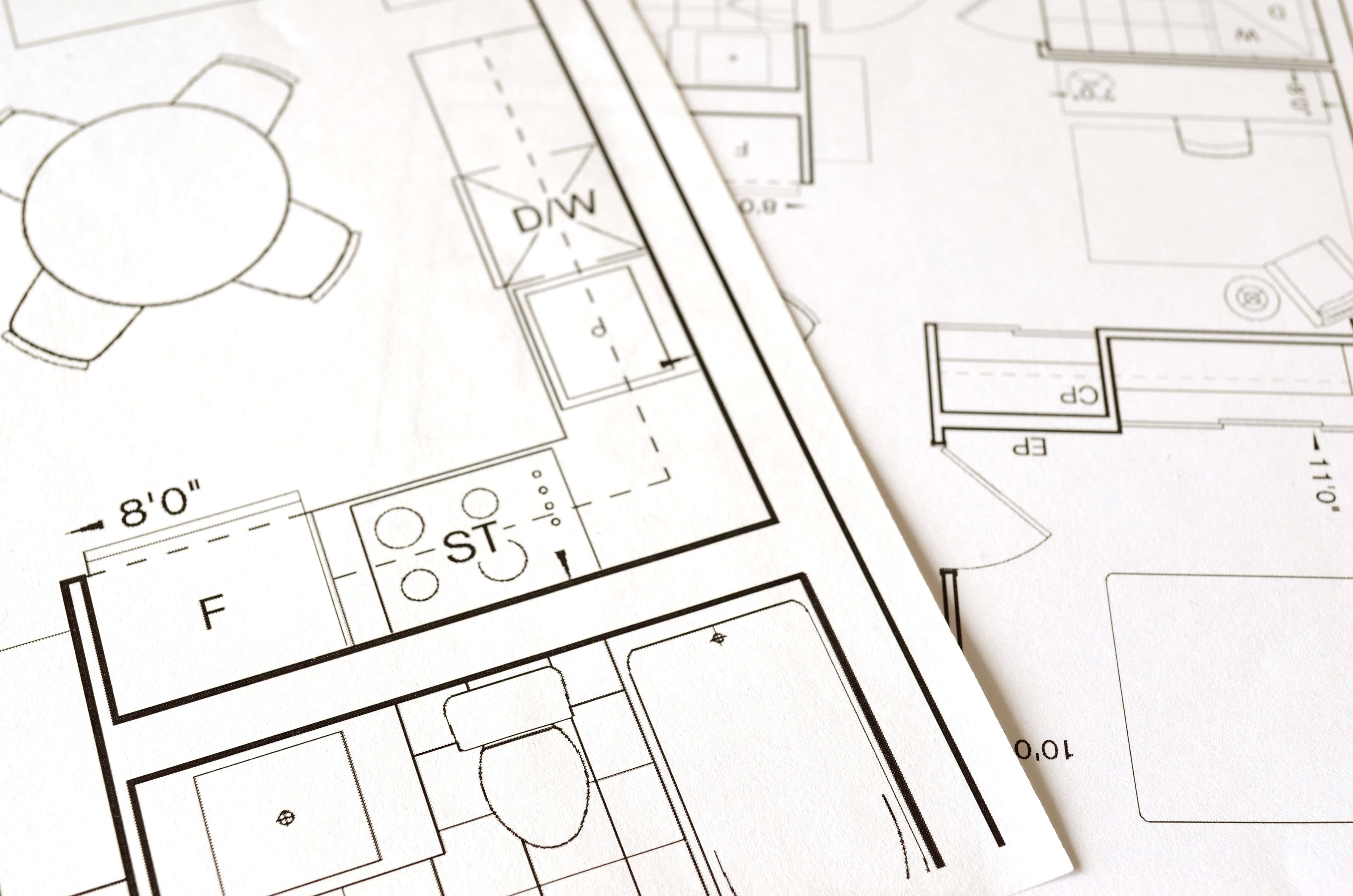 Electrical and plumbing installation blueprint for construction projects.