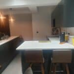 New kitchen with island in the wraparound extension
