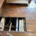 New pipework run and clipped under the floor through the bungalow