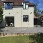 Wraparound extension and garage conversion in Farnham – before work started: the back of the house in farnham