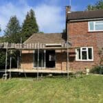 The old, unfinished side extension from the garden before we started