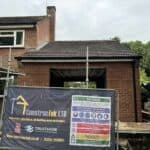 Side extension with its new tiled roof on