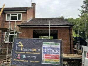 Side extension with its new tiled roof, Fleet