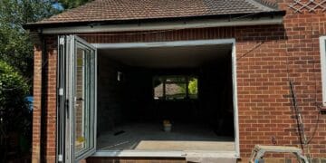 Rebuilt side extension with bifold doors open to the garden