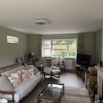 The finished living room in the rebuilt side extension