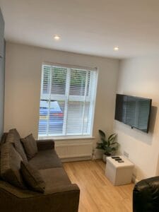 Garage converted into a lounge