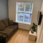Garage conversion in Tongham – lounge with the new front window